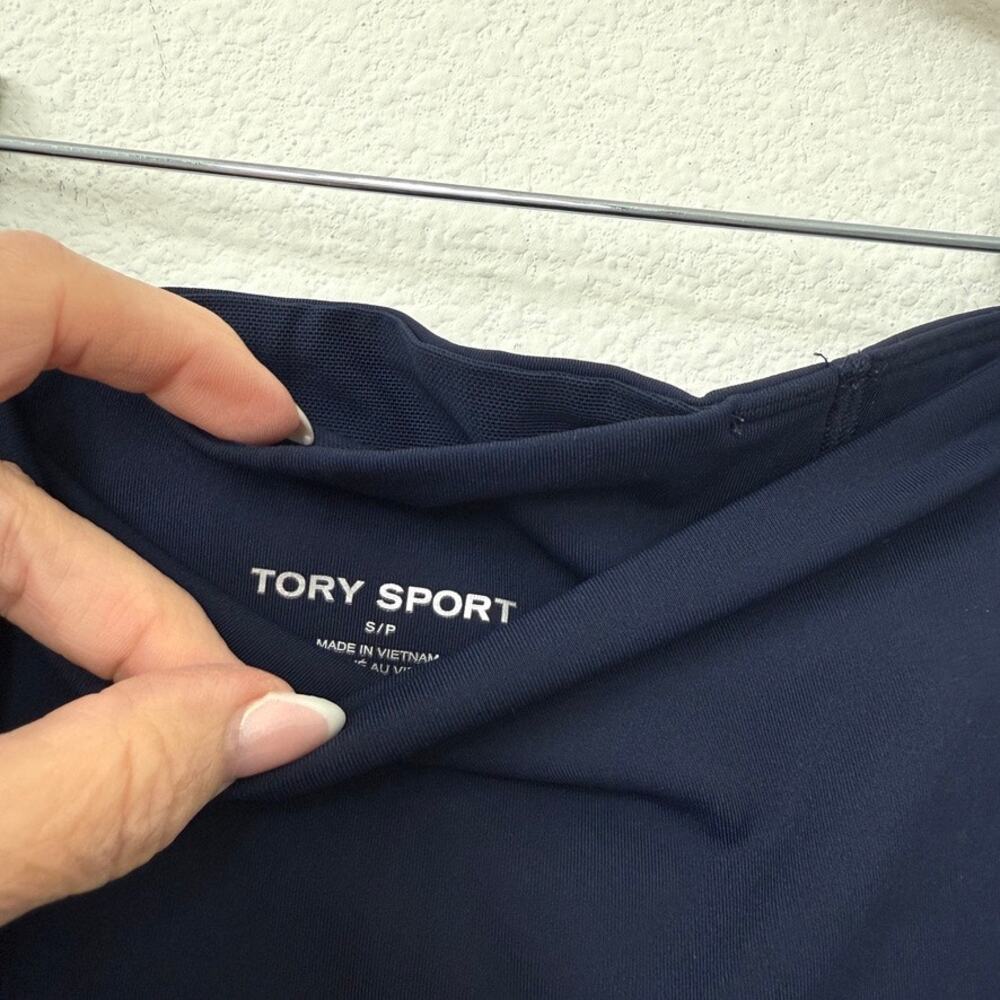 TORY SPORT Racing Stripe Leggings Navy Green Logo High Rise Athleisure Small - Picture 7 of 7